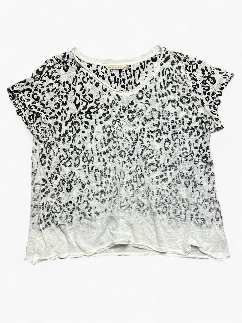 Soft Surroundings 100% Linen Abstract Animal Print Tee M